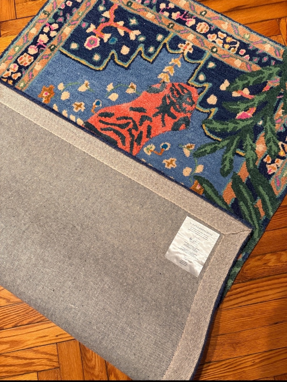 Anthropologie Hand Tufted Wool Blend Bengal Tiger Rug 3x5 - Picture 8 of 9